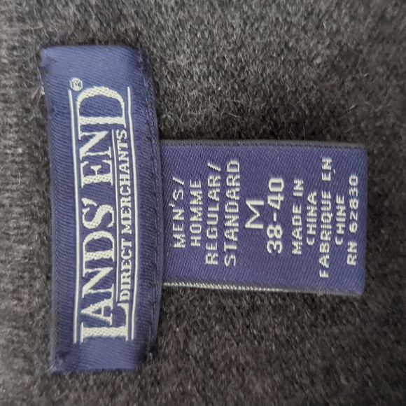 Lands' End Cashmere Polo Long Sleeve Sweater MEDIUM 38-40 Gray Heathered Black - Picture 2 of 16